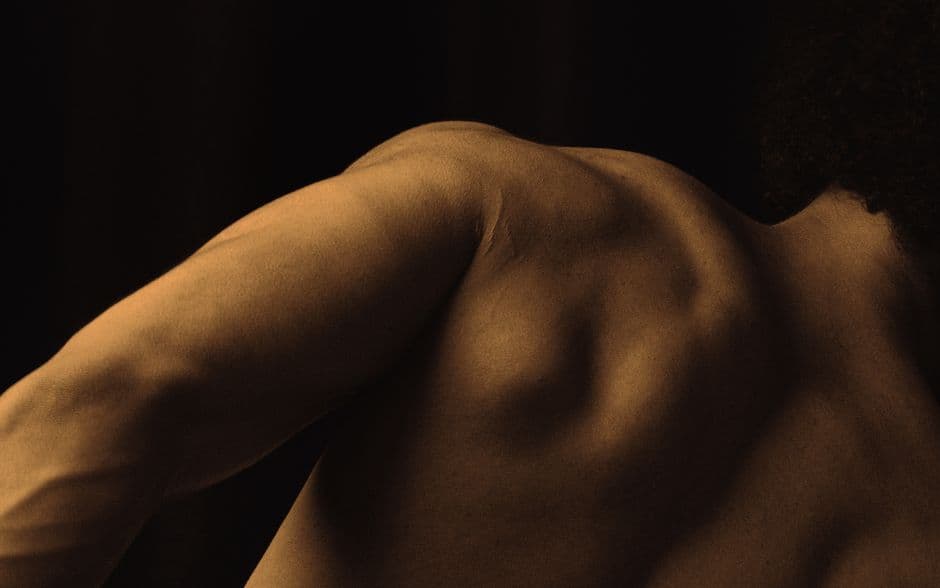 A man's back and shoulders
