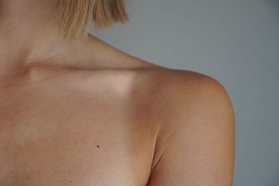 Close detail of skin on a shoulder