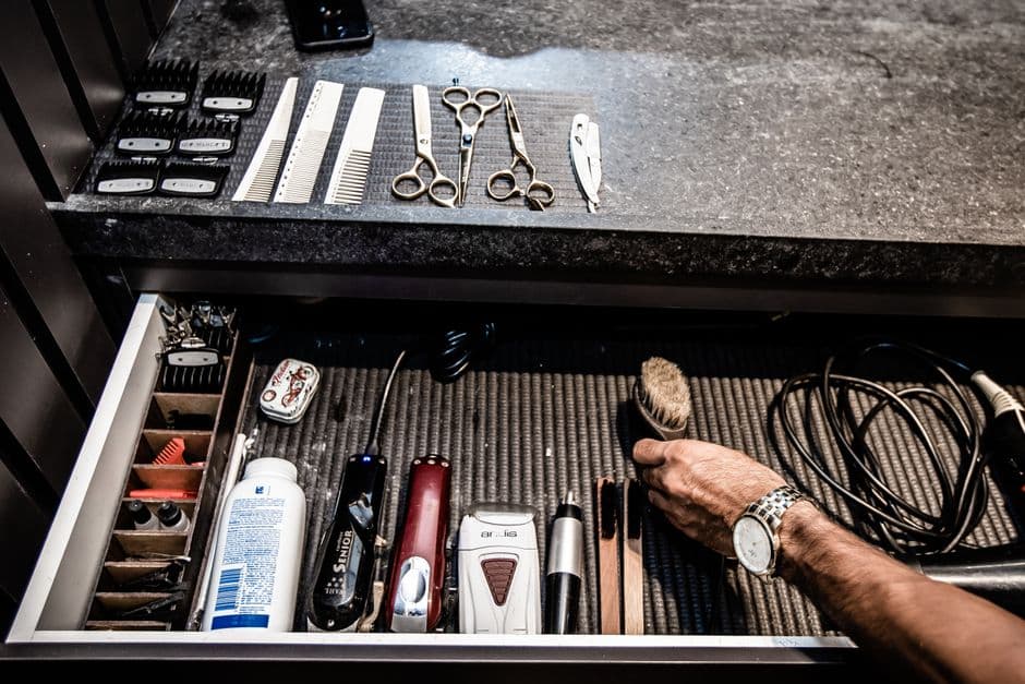 An electric shaver in a cleaning dock